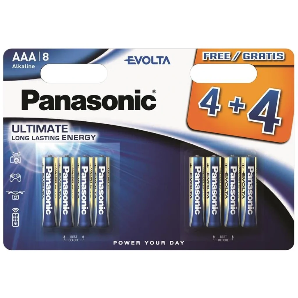 Батарейка Panasonic Evolta лужна AAA блістер, 8 шт., LR03EGE/8B4F UA